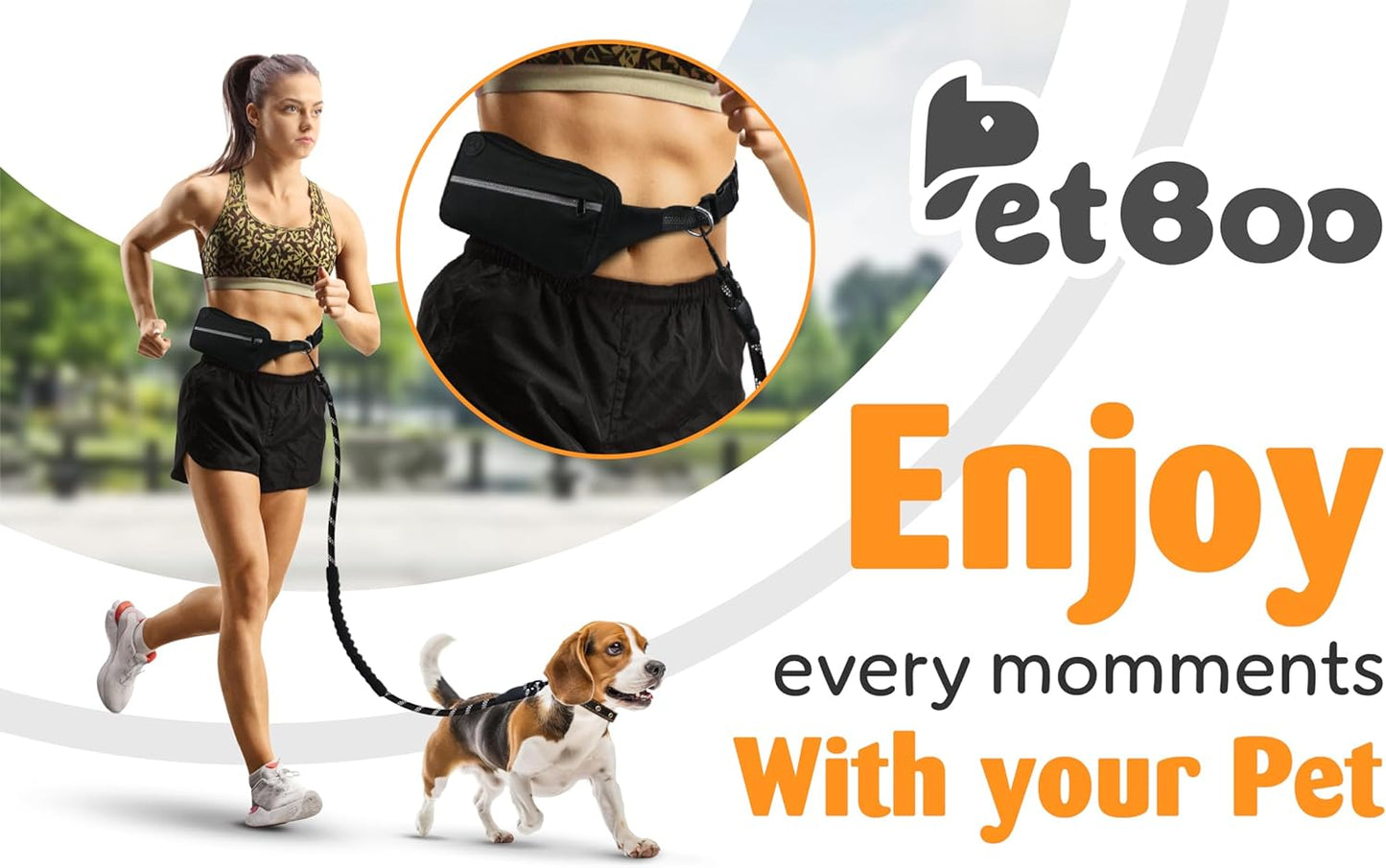 5Ft Hands Free Dog Leash, Waist Dog Leash, Heavy Duty Belt Dog Leashes with Zipper Pouch, and Highly Reflective Threads for Walking, Jogging, and Running with Your Dog